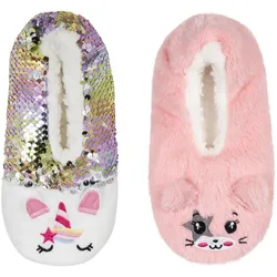 2er Pack camano Cosy Funny Homeslipper Hausschuhe Kinder 4170 - orchid smoke 25-28