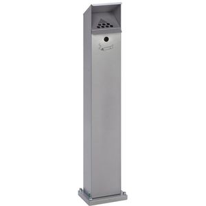 VAR Aschenbecher SG 124, 3942, für Outdoor, mit Dach, Standascher aus Metall, 18 x 115 cm, winddicht, 2 L, silber