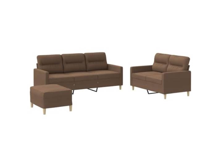 Todiikf 3-TLG. Sofagarnitur Couch-Set mit Hocker Stoff Braun Komfortable Couchgarnitur aus Polsterstoff und Sperrholz für Ihr Wohnzimmer, inklusive Polsterkissen und Hocker.