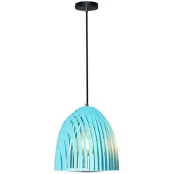 Pendelleuchte Hängeleuchte Wohnzimmerlampe Lichtmuster Blau Metall H 25,5 cm