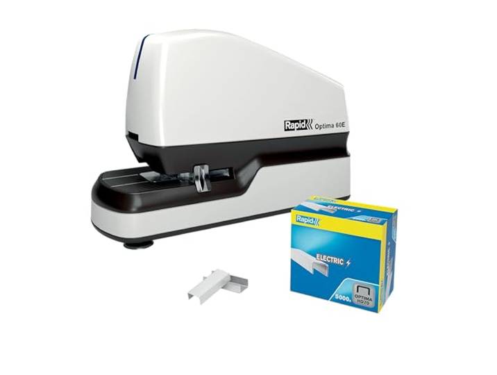 Rapid\, Agrafeuse Électrique\, 60 Feuilles\, Anti bourrage\, Agrafes incluse Agrafeuse électrique Optima 60E automatique sans contact\, capacité 60 feuilles\, puissante\, 5000 agrafes incluses.
