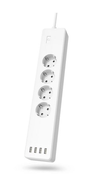 Hama 00176574 WLAN-Steckdosenleiste 4-fach, einzeln schaltbar, Überlastschutz, 4-fach USB