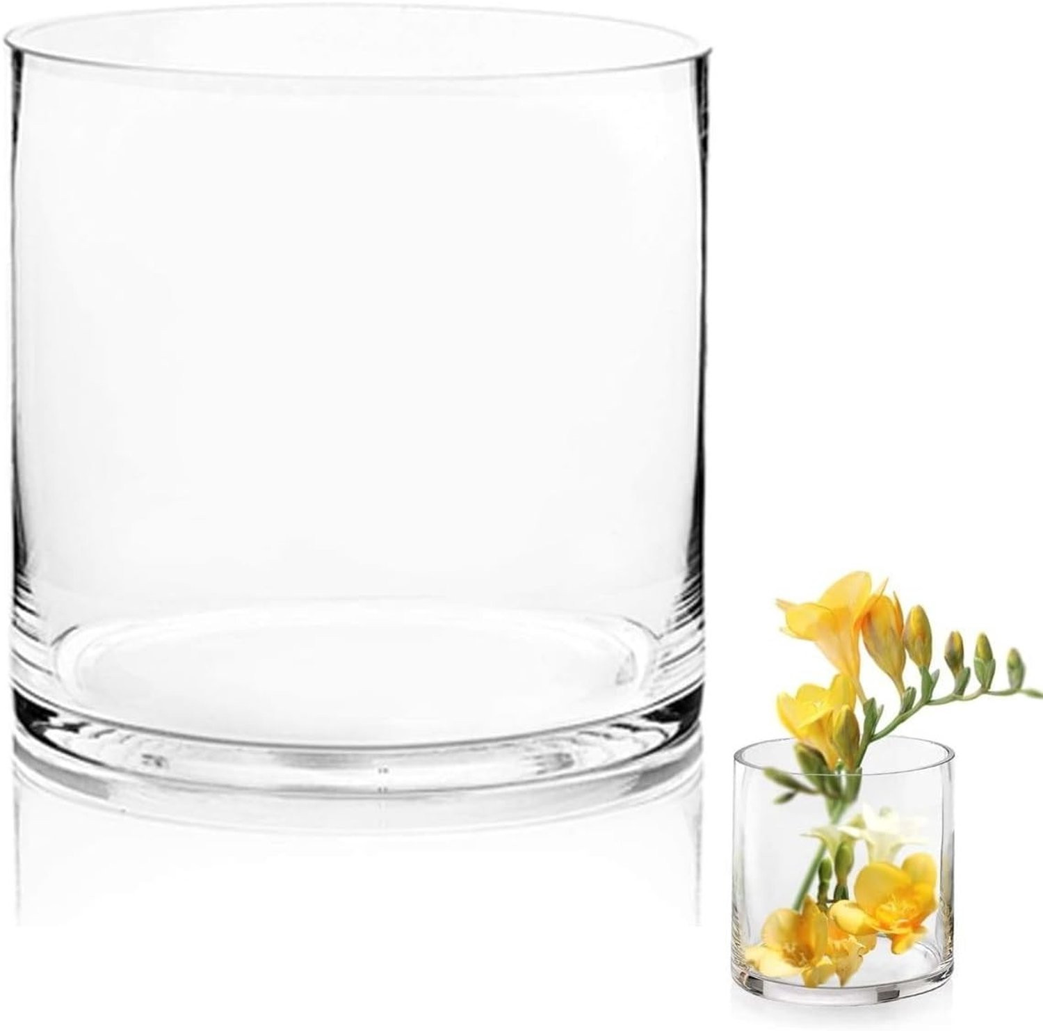 Moderne Transparante Glazen Cilindervaas voor Bloemen, Hoogte: 15 cm