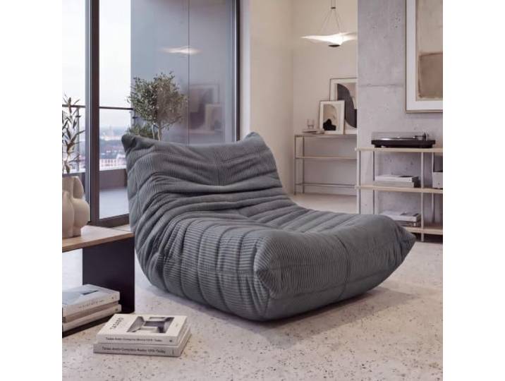 Mendler Sessel HWC-R34, Loungesessel Stoff Cord (300 g/m²) - dunkelgrau Relaxsessel, Polstersessel, Cocktailsessel, Lounge Chair