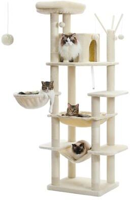 Inspired Finds Heavy Duty Large Cat Tree Tower With Jumbo Hammock & Scratching Posts white