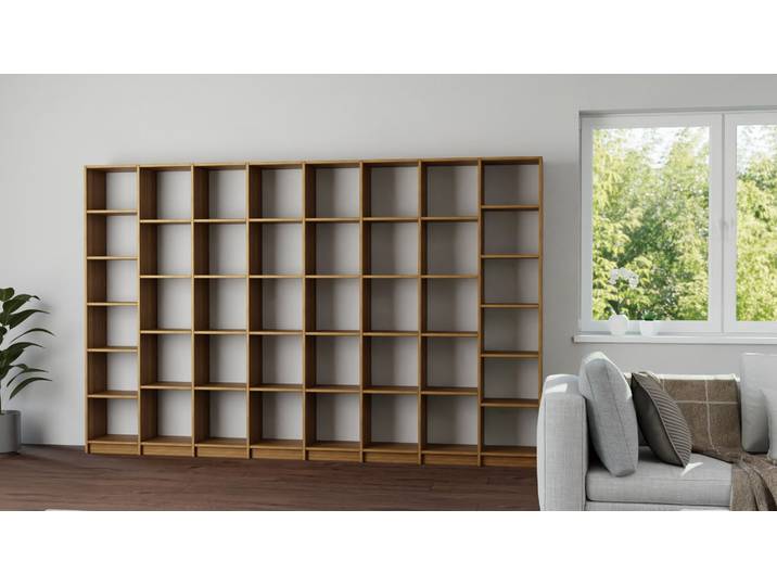 Bibliothèque en placage bois sur mesure Placage de bois Teck huilé