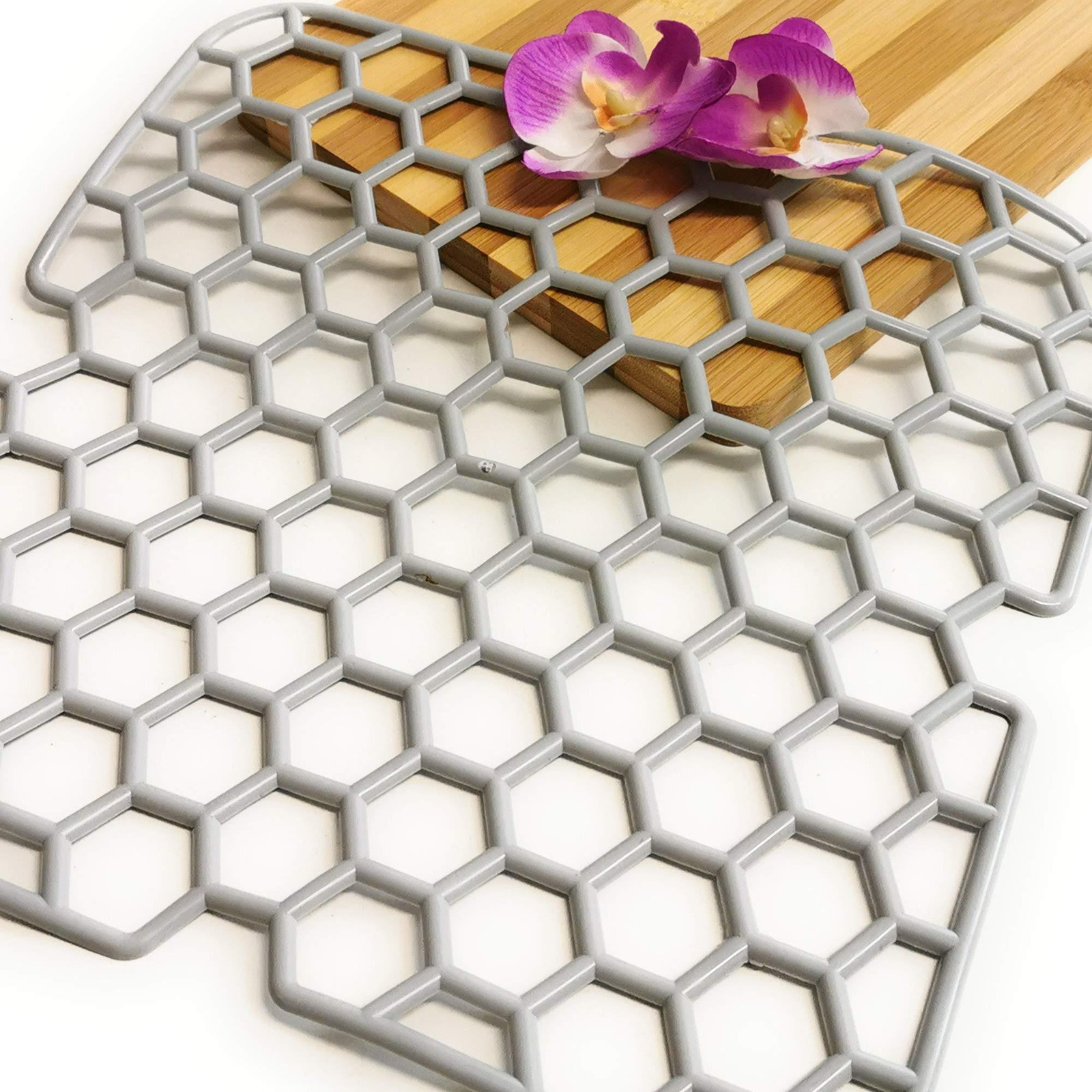 Dripio Antislipmat voor spoelbakken, grijs, 2 stuks, 37,5 x 37,5 cm