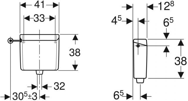 Réservoir haute position AP123 pour système pneumatique GEBERIT 123.701.11.1 Blanc