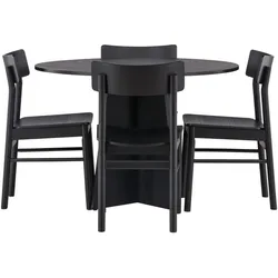 Ebuy24, Essgruppe, Bootcut Essgruppe Esstisch schwarz 4 Stühle schwarz. (MDF)