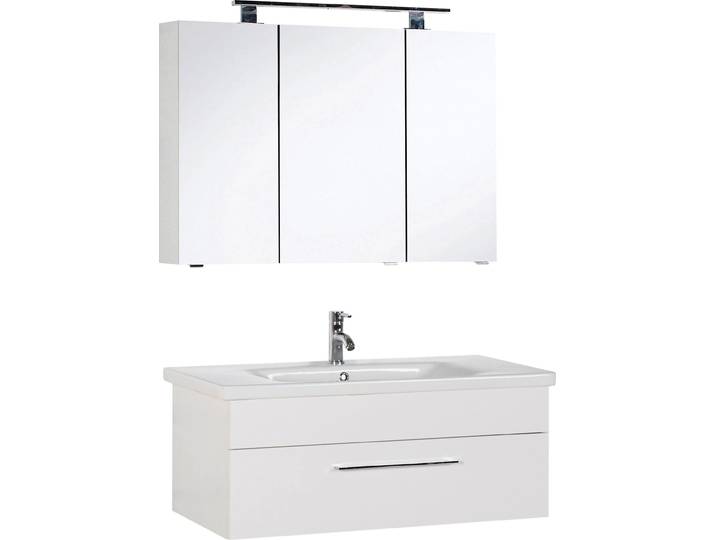 Badmöbel-Set SAPHIR 3400 Basic , weiß (weiß, weiß seidenglanz), Kastenmöbel-Sets, Badmöbel-Set