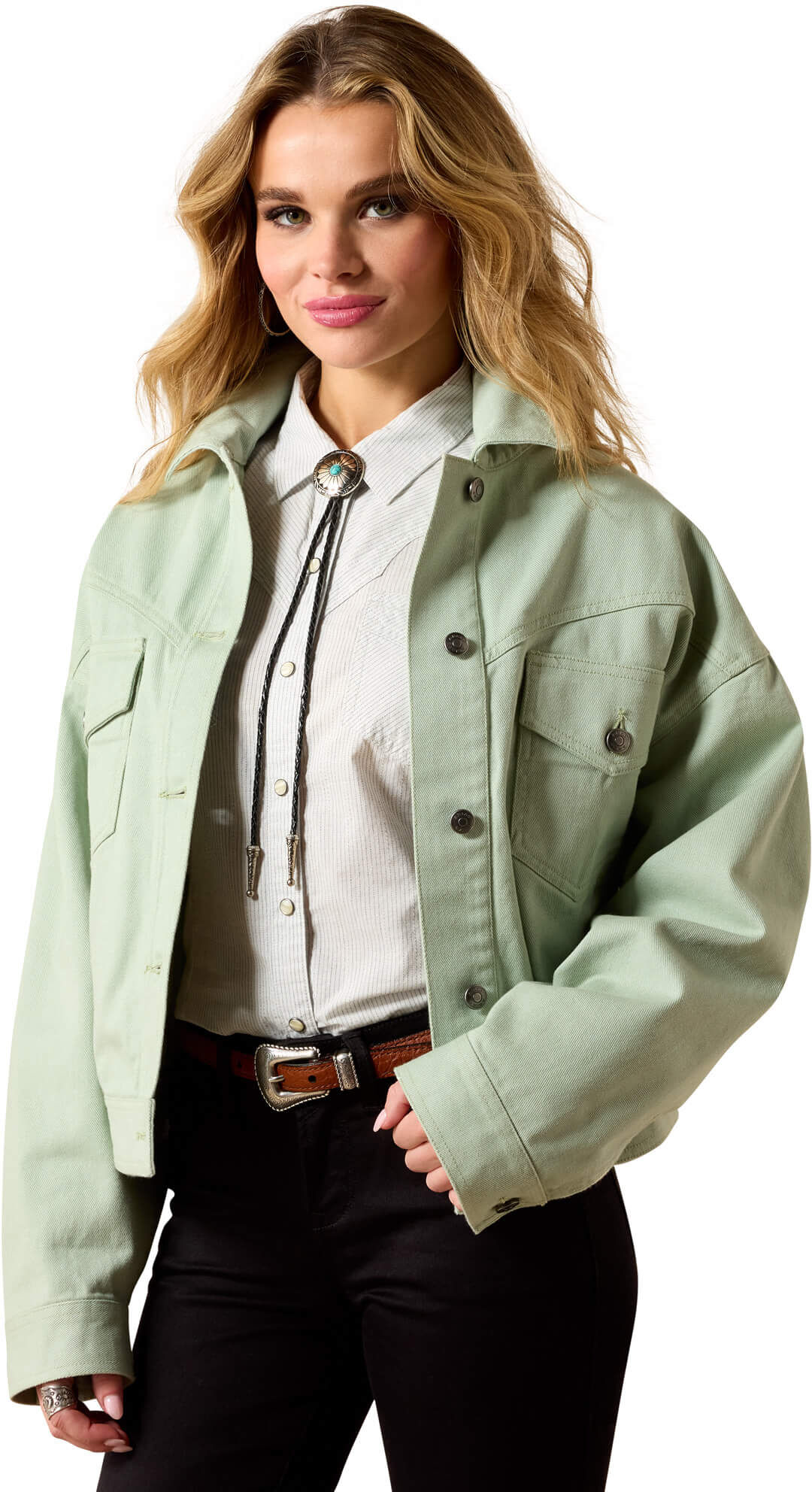 Women's Solar Cotton Twill Jacket in Silt Green, Size: Small by Ariat