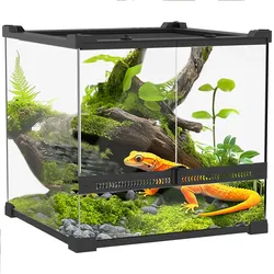 Terrarium für Reptilien Glasterrarium 24L mit Frontbelüftung Schwarz