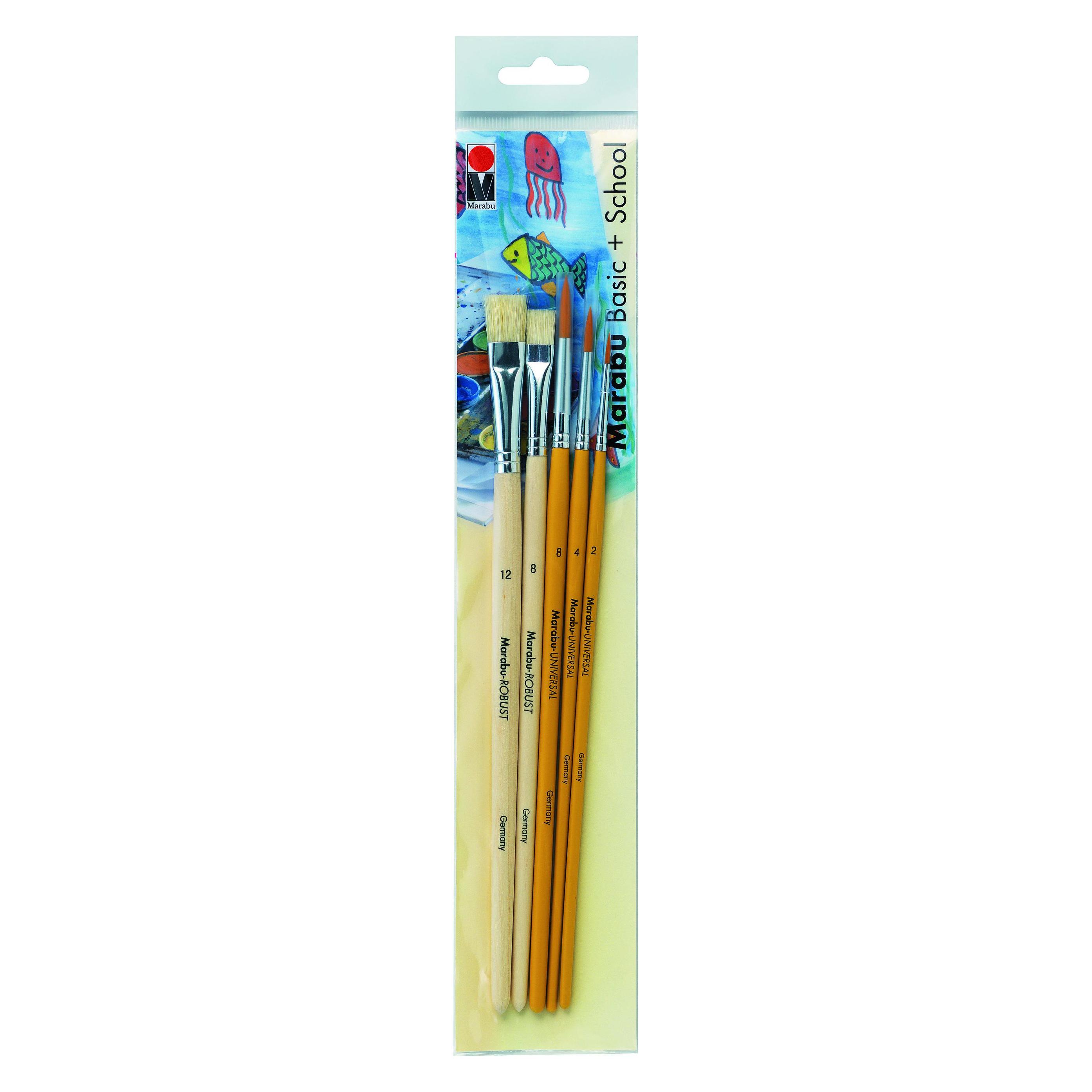 Marabu Pinsel-Set Basic + School (12 mm) (018400200) Mindestbestellmenge: 5 Stück