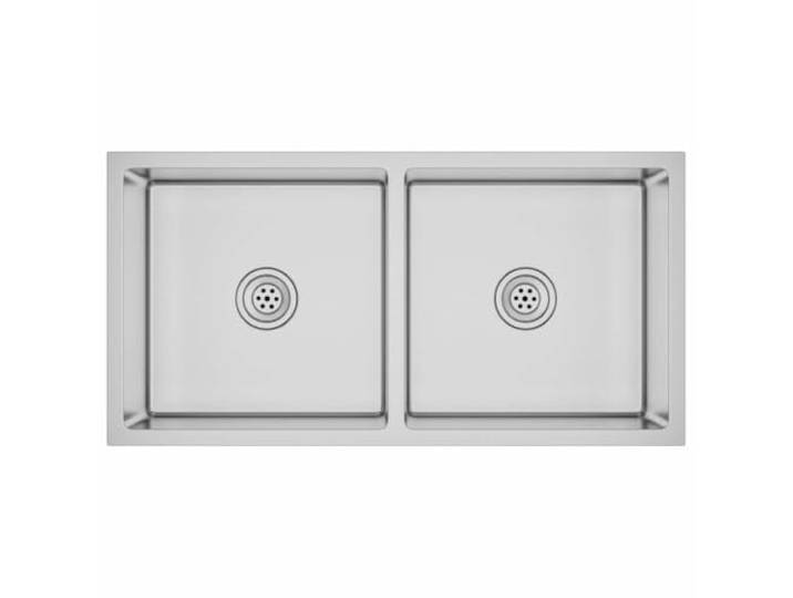 Küchenspüle, handgefertigt, Edelstahl, Doppelwaschbecken Zwei Waschbecken, Satin-Finish, Kondensationsfarbe, Schalldämmung, X-Rahmen, Unterputzmontage
