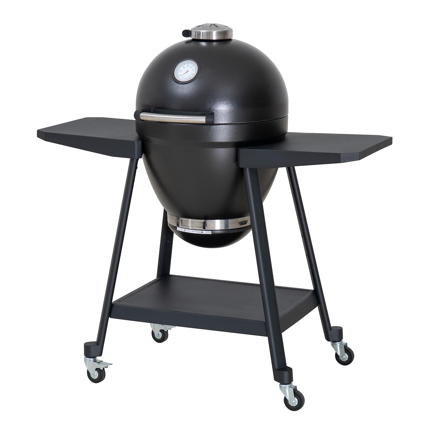 Sunjoy Eierförmiger Kamado Holzkohle Grill mit Pizzaplatte, schwarz