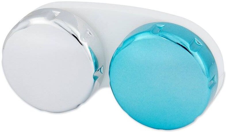 Astuccio porta lenti metallizzato - azzurro