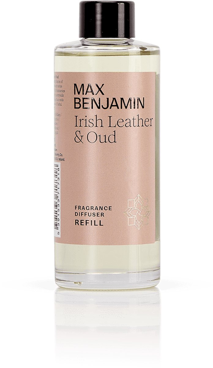 Max Benjamin Navulling voor Geurstokjes Irish Leather & Oud 150ml