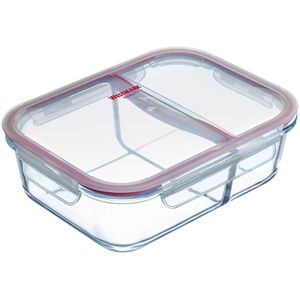 Westmark Frischhaltedose 23452270, aus Glas, 1,38 Liter, mit Trennwand, transparent, luftdicht