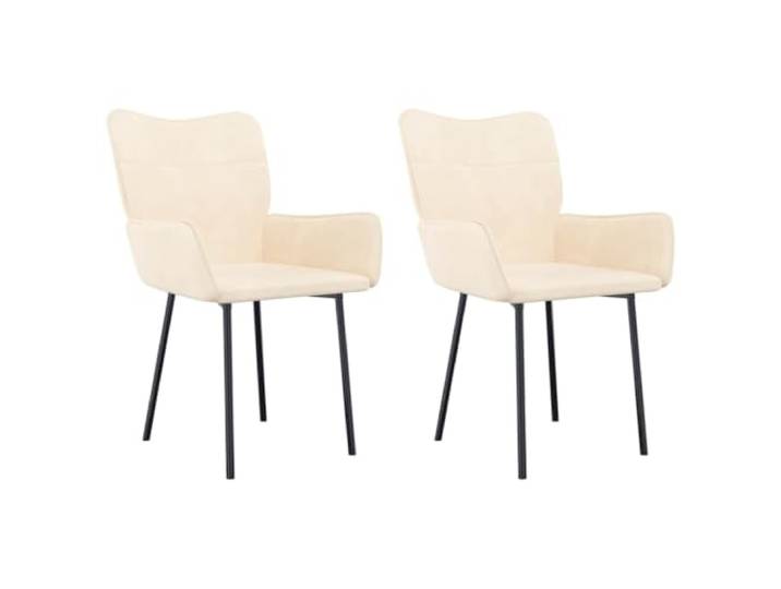 KGHERMDF Esszimmerstühle 2 STK Creme Samt Gepolstert, Ergonomisches Design, Metallrahmen, Belastbar bis 110 kg