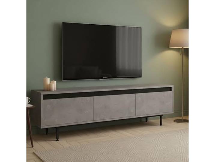 Dmora TV-Möbel Hydra 160x35,5x45,2 cm Silber EIN Regal