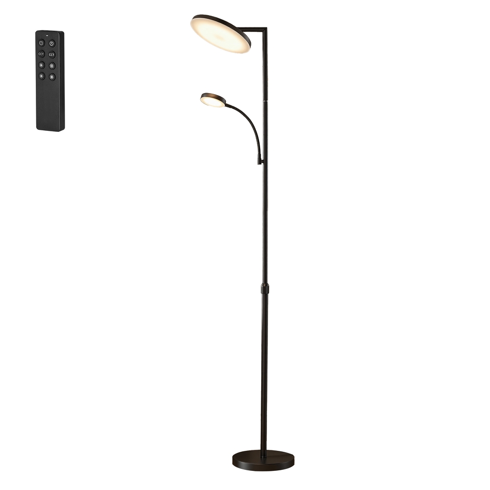 VASAGLE LED-Stehlampe höhenverstellbar, Standleuchte mit Leselampe LFLB35028BD02