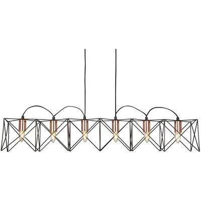 SEARCHLIGHT Hängeleuchte "Anthea 6Lt Pendant - Black Metal & Copper", schwarz (schwarz und kupfer), 6, H: 22cm, 1 Stk., Leuchten, Hängeleuchte