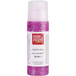 6x Knorr Prandell, Künstlerfarbe + Bastelfarbe, Glitterfarbe Konfetti Glue 50ml Blumen pink (50 ml)
