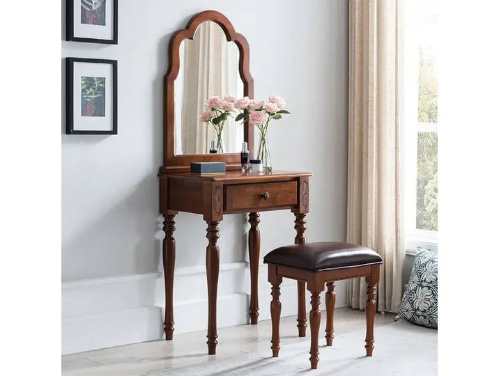 Coiffeuse européenne vintage avec tiroirs de rangement, meuble de chambre à coucher décoratif