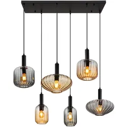 Pendelleuchte Hängelampe Esszimmerlampe 6-Flammig Glas Deckenleuchte Designlampe