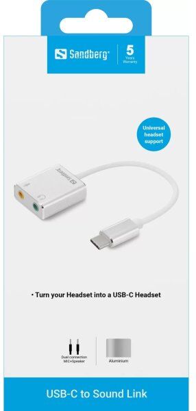 Sandberg Kompakt Usb-C-Lydkort Til Headset
