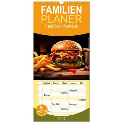 Familienplaner 2027 - Fastfood Ästhetik mit 5 Spalten (Wandkalender, 21 x 45 cm) CALVENDO