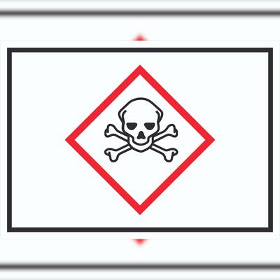 HB-Druck Schild akut toxisch Symbol Toxizität Totenkopf A6 Rückseite selbstklebend