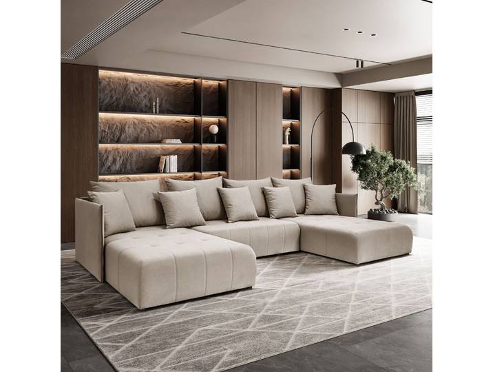 Kaiser Möbel Ecksofa, Sofa U form, Couch U form Hannover U stoff Castel Beige