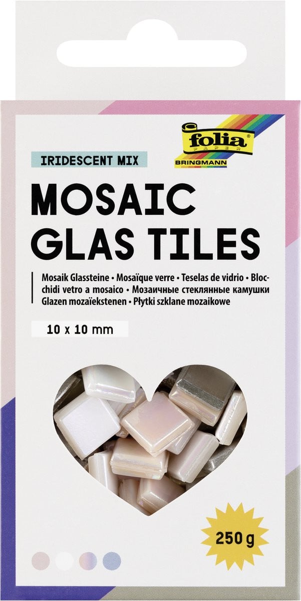 4 stuks Mozaieksteentjes folia iriserend glas 10x10mm