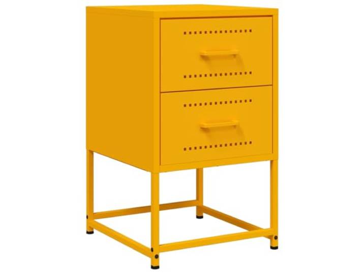 KUTYWEXFM Nachttisch Senfgelb 36x39x60,5 cm Stahl Beistelltisch Industrie-Design Schubladenschrank aus robustem Stahl für Schlafzimmer und Wohnzimmer. Leicht zu reinigen.