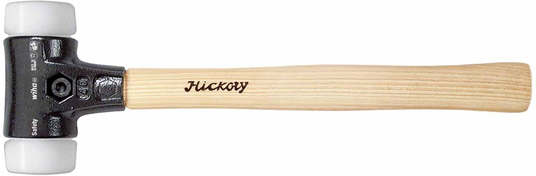 Wiha Schonhammer Safety sehr hart/sehr hart mit Hickory-Holzstiel, Rund-Schlagkopf 30 mm (26644)