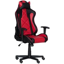 Carmen 6196 Gaming-Stuhl mit Kunstleder und Kopfstütze – Schwarz/Rot