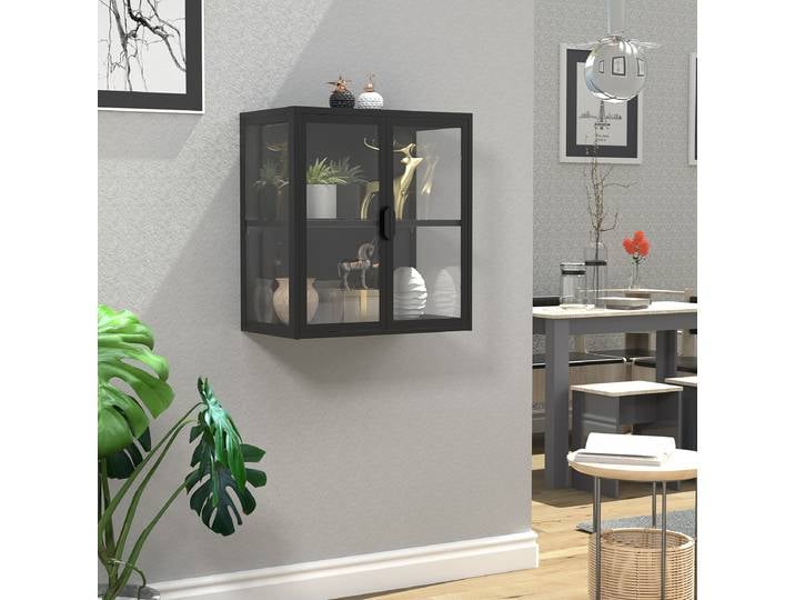 Vitrine suspendue Flokas 65cm Noir/Noir