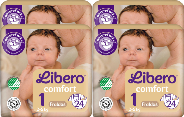 Libero Comfort 1 24 fraldas Pack 4 unidades