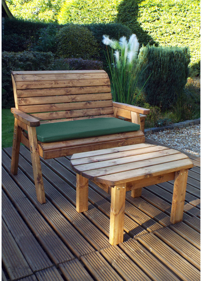 Union Rustic Farrar Solid Wood Pine Outdoor Bench Green 98cm H X 118cm W X 170cm D