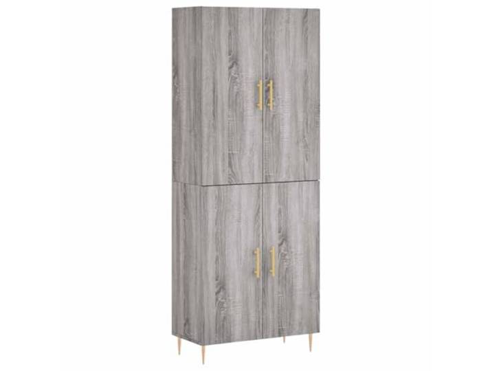 Roanoer Highboard Grau Sonoma 69,5x34x180 cm Holzwerkstoff Schrank Mehrzweck-Aufbewahrungsschrank mit Metallfüßen für Wohnzimmer und Flur, zweiteilige Kombination aus Holzwerkstoff.