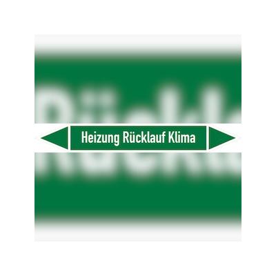 Rohrleitungskennzeichen Heizung Rücklauf Klima - 100x15 mm Folie selbstklebend