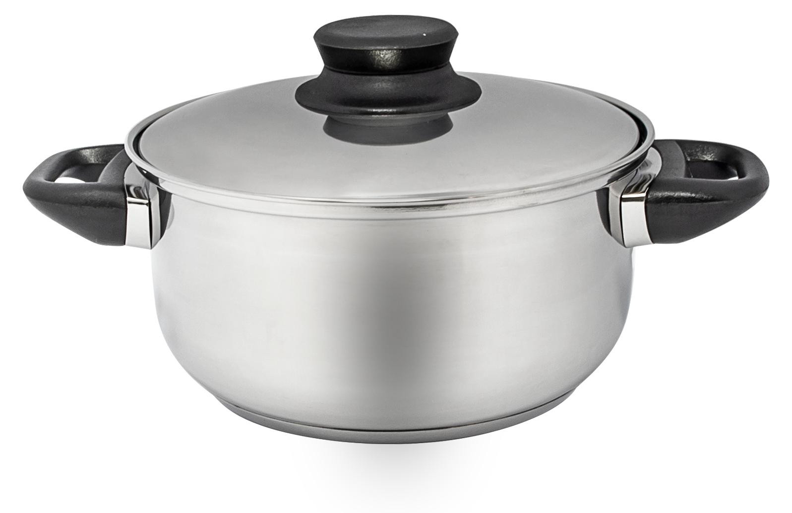 HIT Trading RVS kookpan met zwart bakelieten handvat, 18 cm