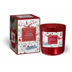 6x Duftkerze im Glas Holiday Happiness rot 150g