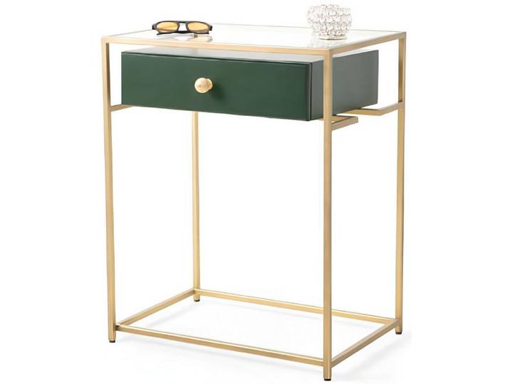 Xlmoebel Konsolentisch XLMOEBEL Konsolentisch mit grüner Schublade und goldenem Rahmen (1-St., Konsolentisch mit Schublade), Made in Europa
