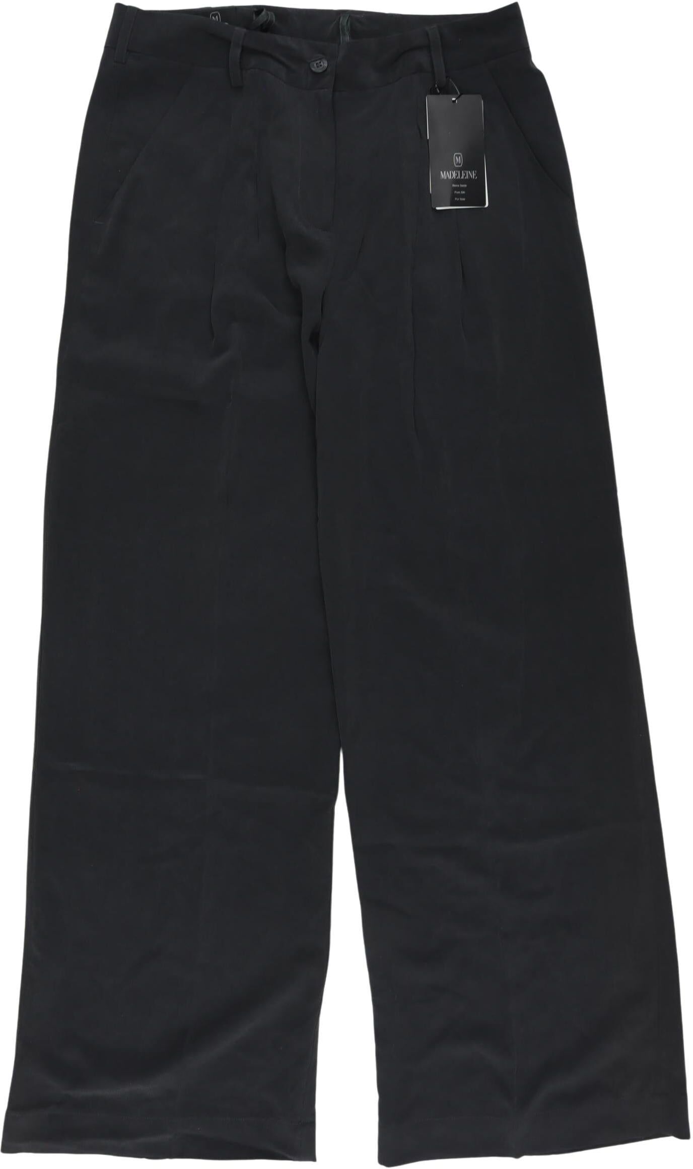 Madeleine Damen Stoffhose, Schwarz, Kurz-Gr. EU 18, Seide - Second Hand
