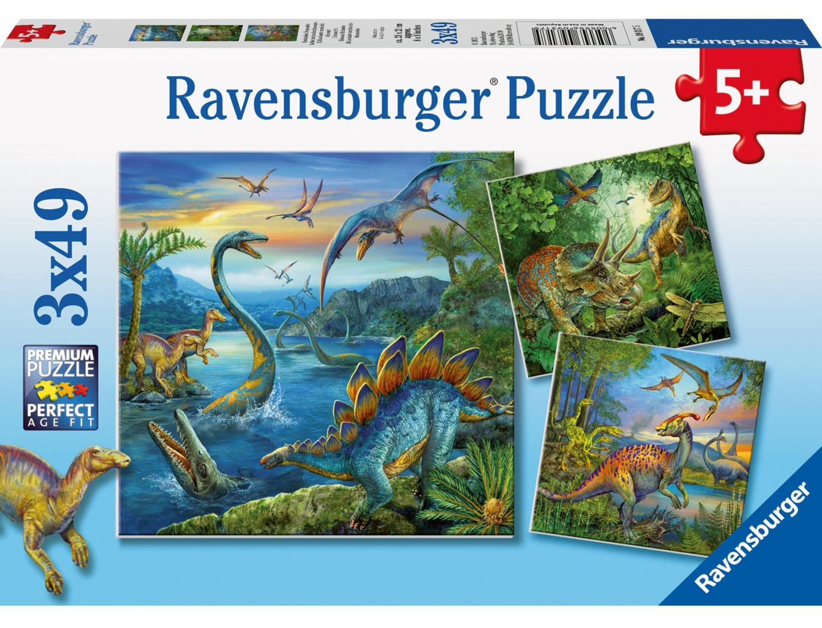 Ravensburger kinderpuzzel Fascination Dinosauriers, 3 x 49 stukjes