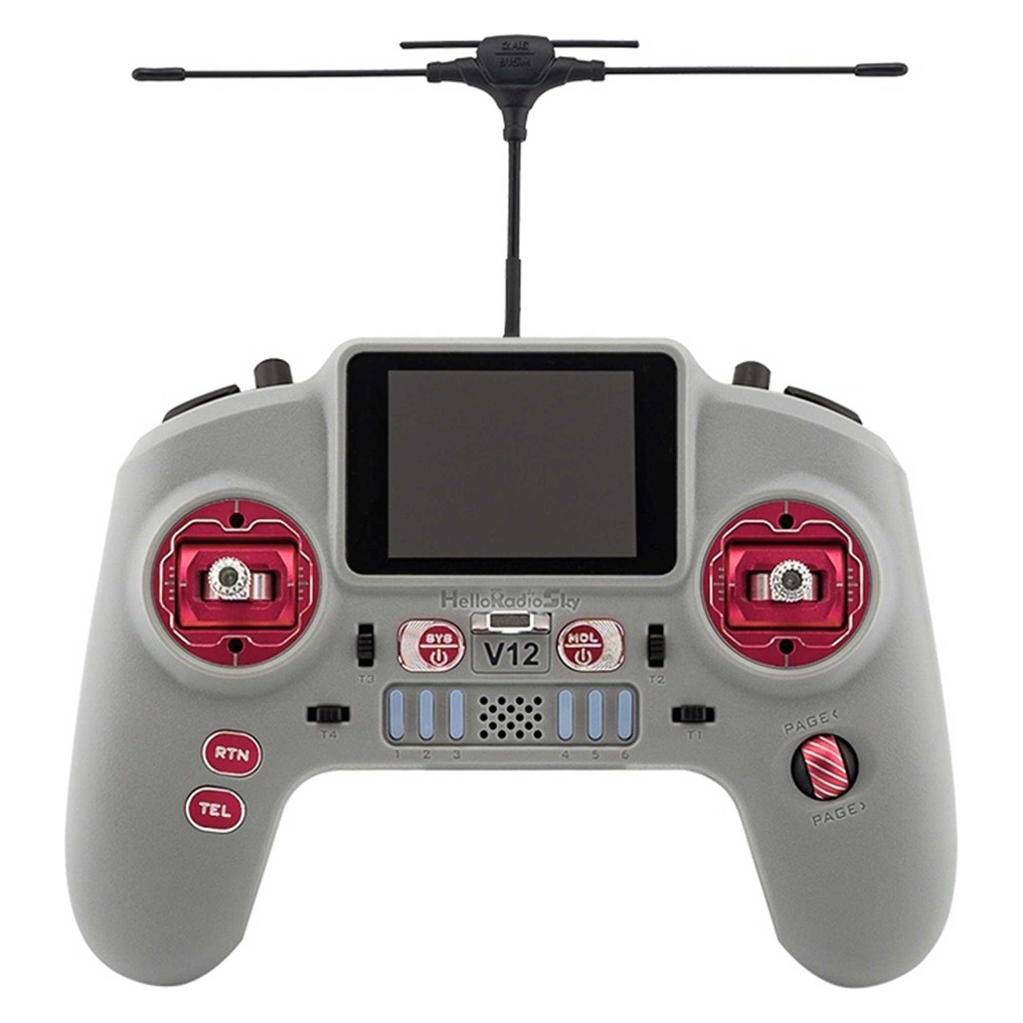 HelloRadio V12 MAX 2,4GHz - ELRS LBT Fernsteuerung Mode 2 grau, rot (HR1106)