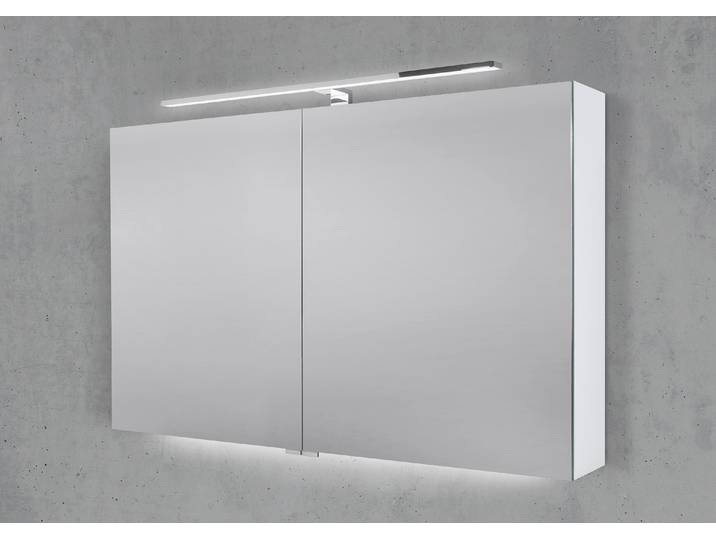 Spiegelschrank 110 cm mit LED Chrom Beleuchtung Doppelspiegeltüren