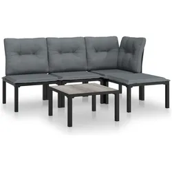 vidaXL, Gartenlounge, Ale (Eckteil + 2x Mittelteil + Fussstütze + Tisch)